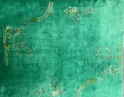 Antique Art Deco Chinese Oriental Rug Green