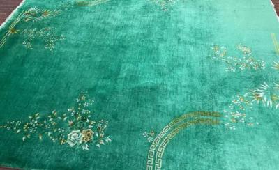 Antique Art Deco Chinese Oriental Rug Green