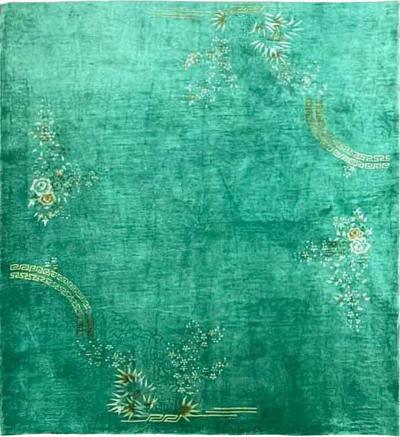 Antique Art Deco Chinese Oriental Rug Green
