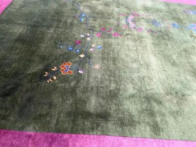 Antique Art Deco Chinese Oriental Rug Wonderful Green