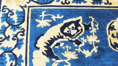 Antique Art Deco Chinese Peking Dragon Carpet