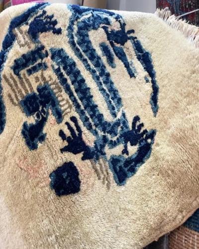 Antique Art Deco Chinese Peking Dragon Rug