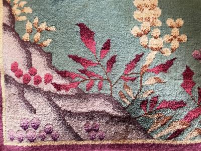 Antique Art Deco Chinese Rug 2 x 4 c 1920 A Happy Dear 