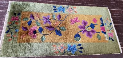 Antique Art Deco Chinese Rug 2 x 4 c 1920 Imperial garden 17605