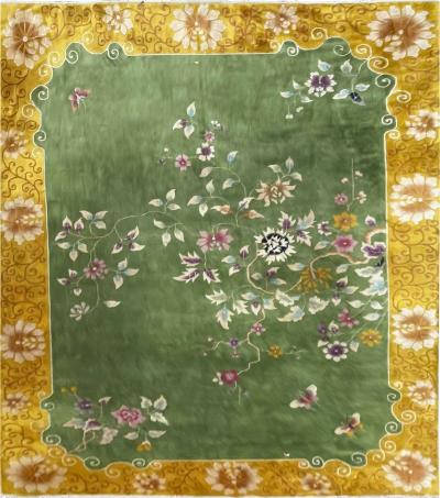 Antique Art Deco Chinese Rug Butterfly Meet finely