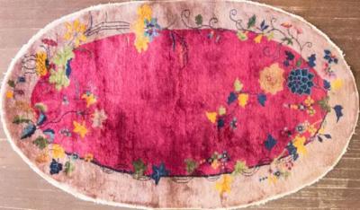 Antique Art Deco Chinese Rug Oval