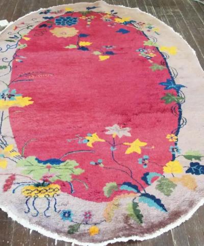 Antique Art Deco Chinese Rug Oval