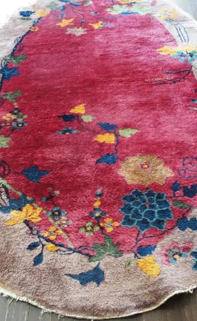 Antique Art Deco Chinese Rug Oval