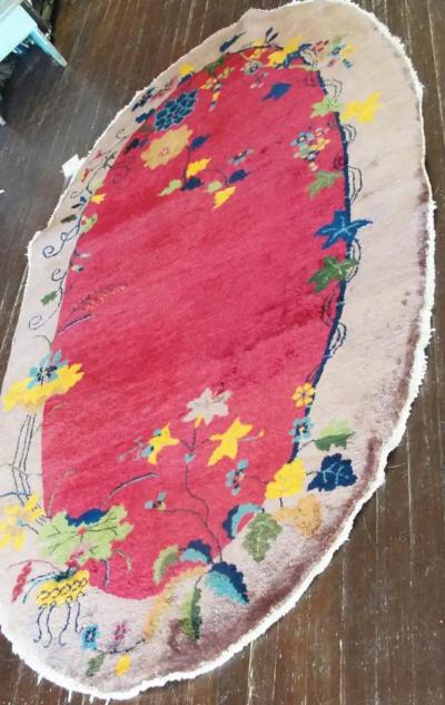 Antique Art Deco Chinese Rug Oval