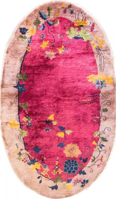 Antique Art Deco Chinese Rug Oval