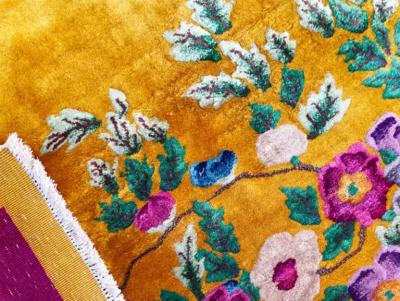 Antique Art Deco Chinese Rug Signed c 1920 Gold color