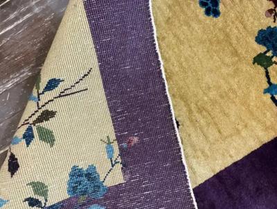 Antique Art Deco Chinese Rug c 1920 Curious Bird