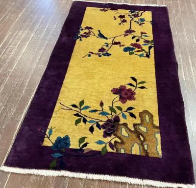 Antique Art Deco Chinese Rug c 1920 Curious Bird