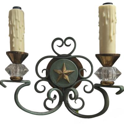 Antique Art Deco French Bronze Wall Light Sconces a Pair