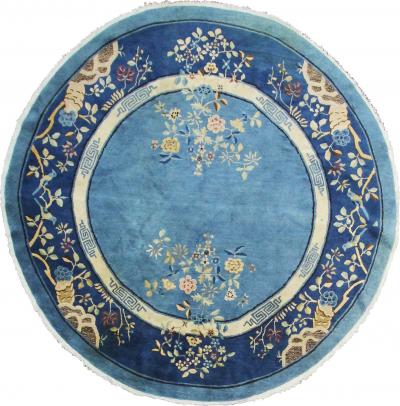 Antique Art Deco Peking Chinese Circular Rug 78 