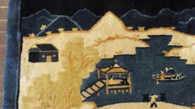 Antique Art Deco Peking Rug Scene Design