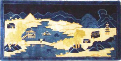 Antique Art Deco Peking Rug Scene Design