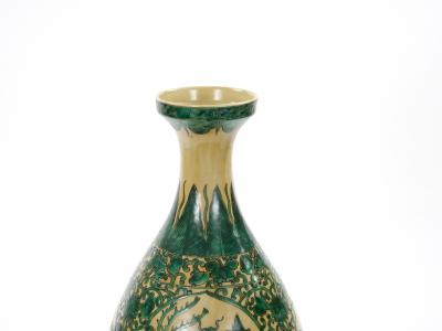 Antique Asian Porcelain Vase Figural Landscape Intricate Foliate Decoration
