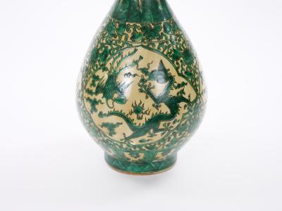 Antique Asian Porcelain Vase Figural Landscape Intricate Foliate Decoration