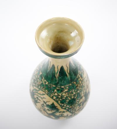 Antique Asian Porcelain Vase Figural Landscape Intricate Foliate Decoration