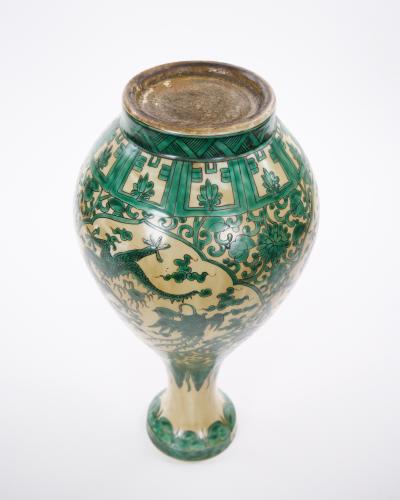 Antique Asian Porcelain Vase Figural Landscape Intricate Foliate Decoration