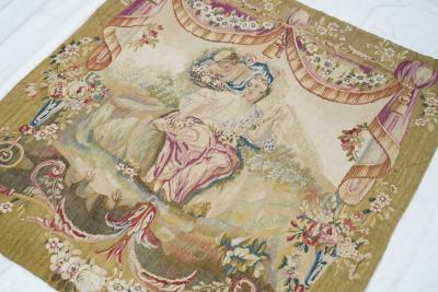 Antique Aubusson Design Tapestry 27 x 29