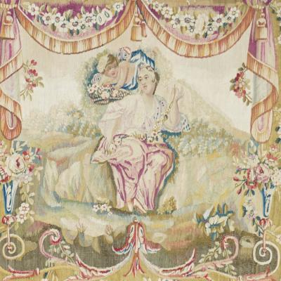 Antique Aubusson Design Tapestry 27 x 29