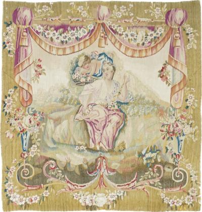 Antique Aubusson Design Tapestry 27 x 29