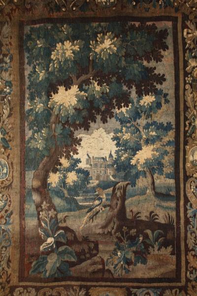 Antique Aubusson Verdure Landscape Tapestry