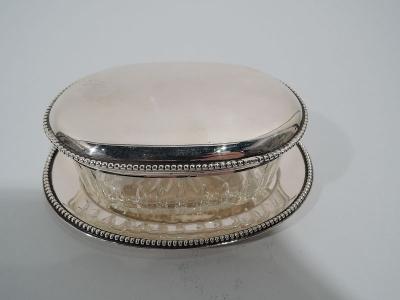 Antique Austrian Classical Silver and Glass Vanity Jar on Stand