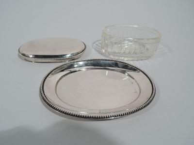 Antique Austrian Classical Silver and Glass Vanity Jar on Stand