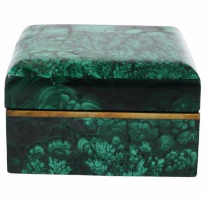 Antique Austrian Malachite Lidded Dresser Box