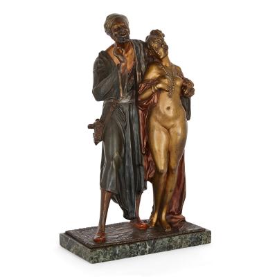 Antique Austrian Orientalist cold painted bronze sculpture