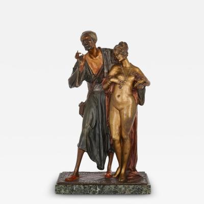 Antique Austrian Orientalist cold painted bronze sculpture