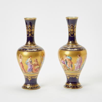 Antique Austrian Porcelain Gilt Cobalt Blue Ground Decorative Vase Circa 1915