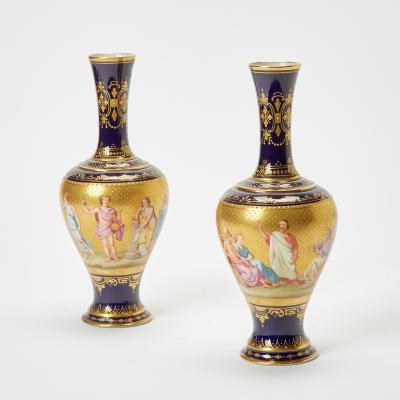 Antique Austrian Porcelain Gilt Cobalt Blue Ground Decorative Vase Circa 1915