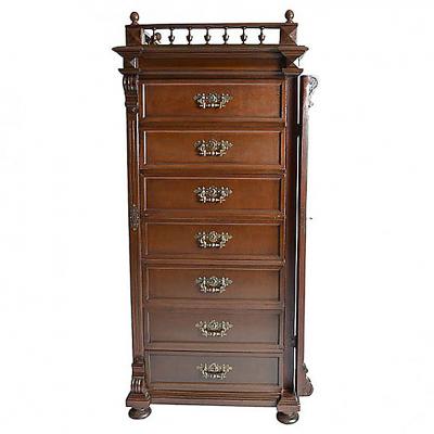 Antique Austrian Seven Drawer Seminier Chest with Side Lock