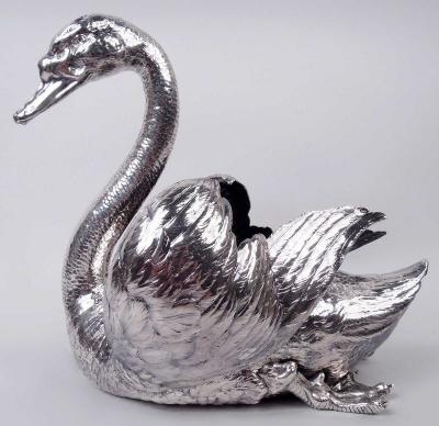 Antique Austrian Silver Centerpiece Swan