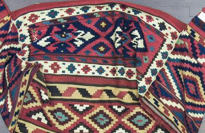 Antique Azerbaijan Shahsavan Cargo Bag or Mafrash Bedding Bags Soumak Kilim