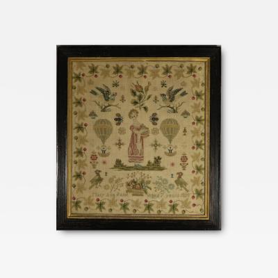 Antique Ballooning Sampler 1828 by Mary Ann Paine