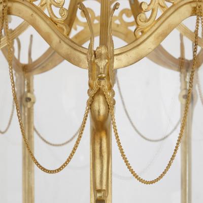 Antique Baroque Style Glass and Gilt Bronze Lantern