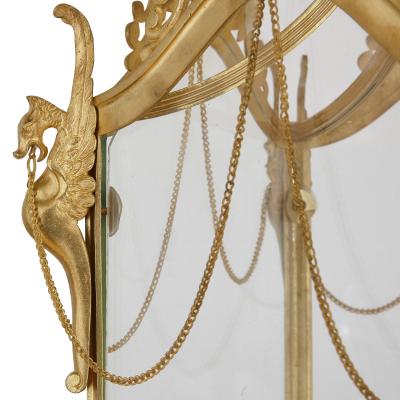 Antique Baroque Style Glass and Gilt Bronze Lantern