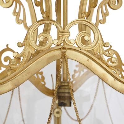 Antique Baroque Style Glass and Gilt Bronze Lantern