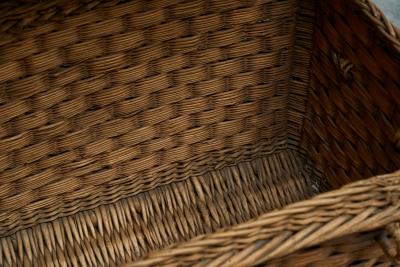 Antique Basket Chest in Wicker and Wrought Iron