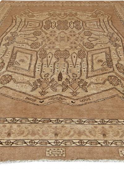 Antique Beige and Brown Geometric Motif Persian Bakhtiari Rug
