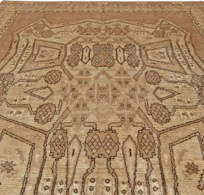 Antique Beige and Brown Geometric Motif Persian Bakhtiari Rug