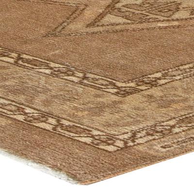 Antique Beige and Brown Geometric Motif Persian Bakhtiari Rug