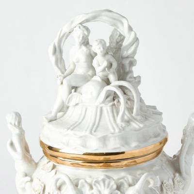 Antique Belgian Porcelain Covered Centerpiece Mermaid Dolphin and Shell Motifs