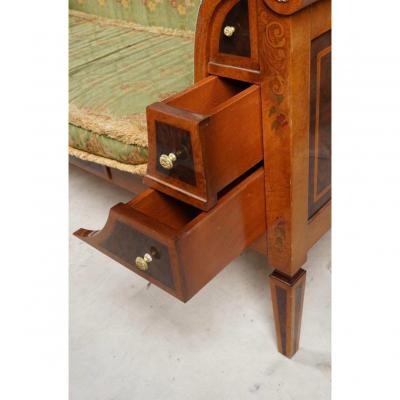 Antique Biedermeier Style Inlaid and Paint Decorated Sofa Settee