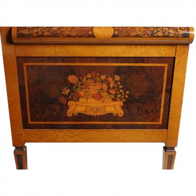 Antique Biedermeier Style Inlaid and Paint Decorated Sofa Settee